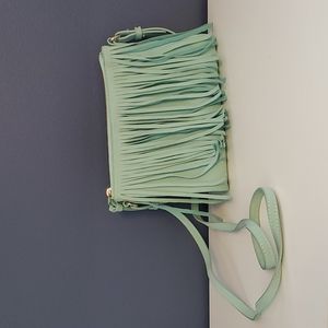 Old Navy Mint Green Fringe Crossbody Bag Convertible Clutch